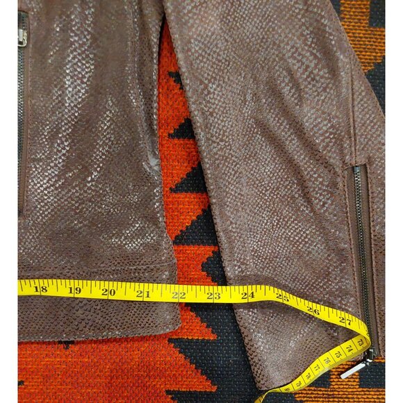 NEW Terry Lewis Women's Brown Snakeskin Style Zip Up Leather Jacket. Large - Picture 13 of 16